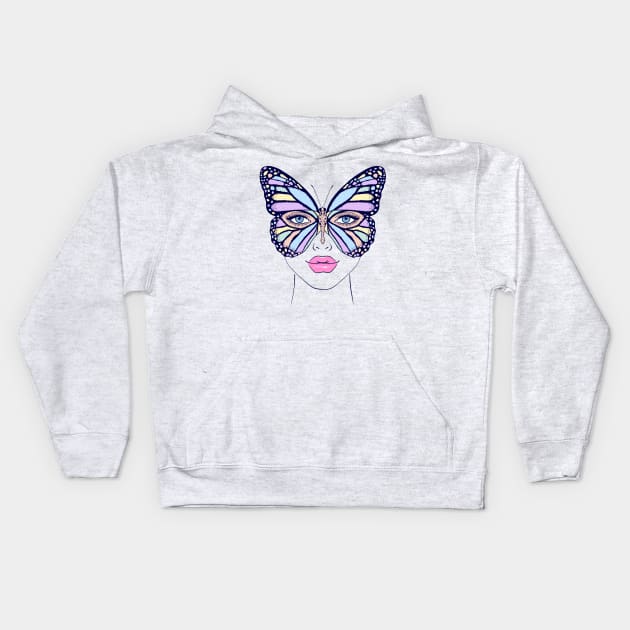 Butterfly woman Kids Hoodie by WarmJuly